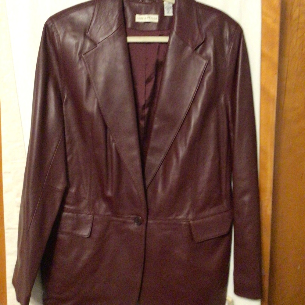 Lord & Taylor 100% leather  Maroon Jacket SZ 16 NWT #Elegant